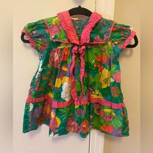 70s Groovy Floral Baby Sailor Cut Vintage Dress